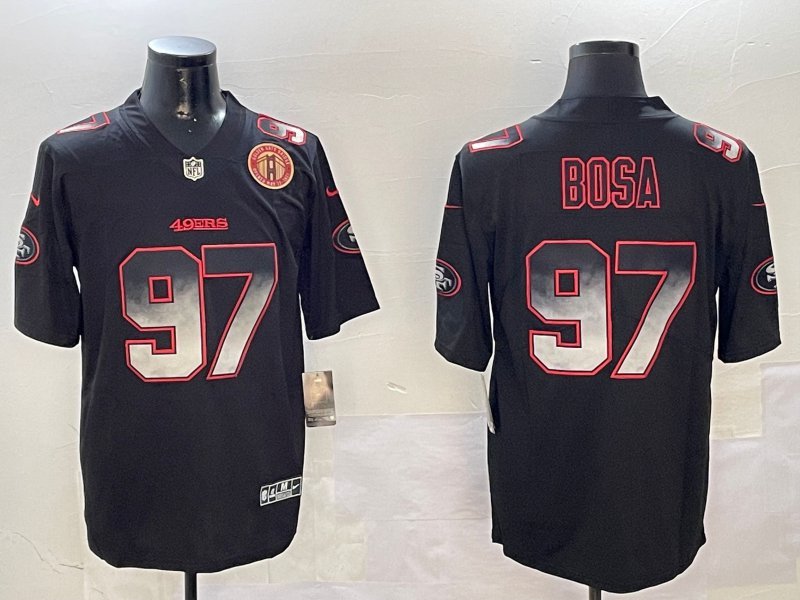Men's San Francisco 49ers #97 Nick Bosa Smoke Football Jersey Black