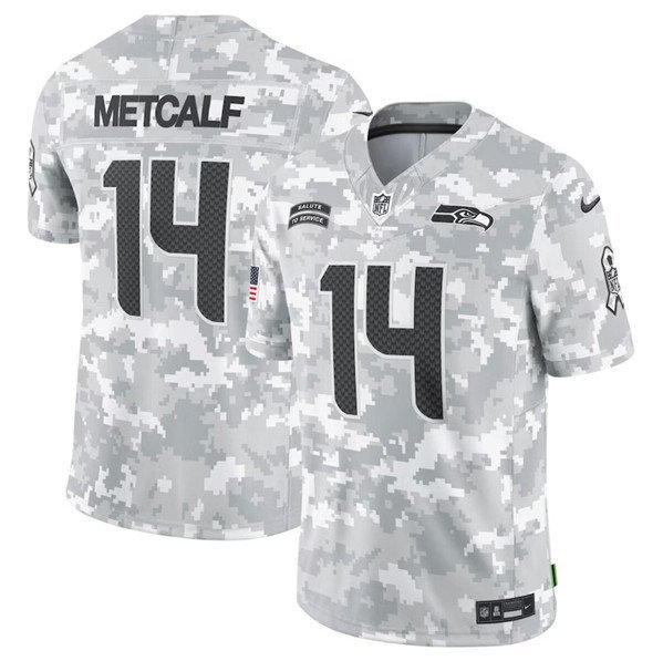 Men's Seattle Seahawks #14 DK Metcalf Arctic Camo 2024 F.U.S.E. Salute to Service Jersey