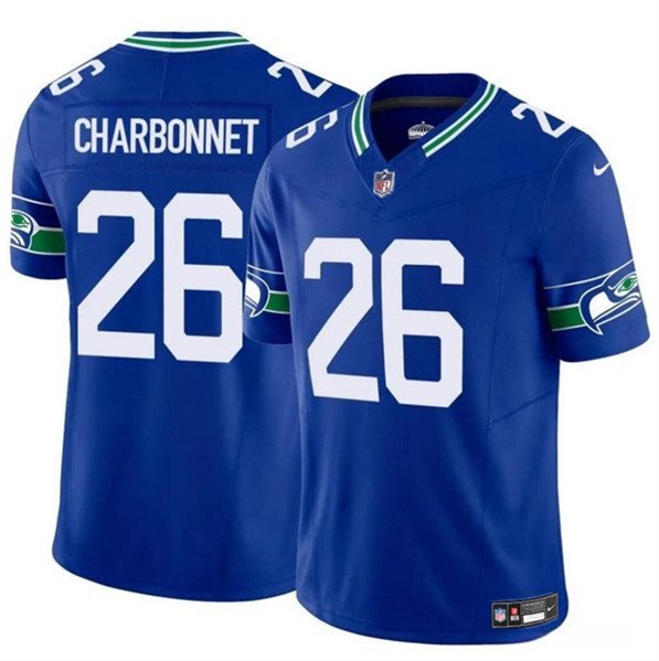 Men's Seattle Seahawks #26 Zach Charbonnet Royal 2024 F.U.S.E. Throwback Vapor Jersey