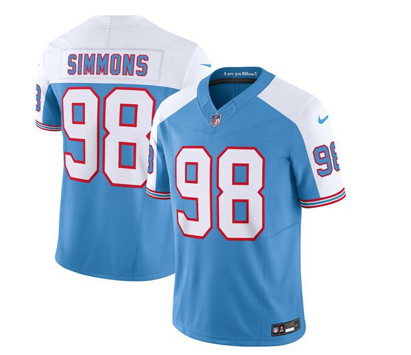 Men's Titans Jeffery Simmons 2023 FUSE Blue Football Retro Jersey
