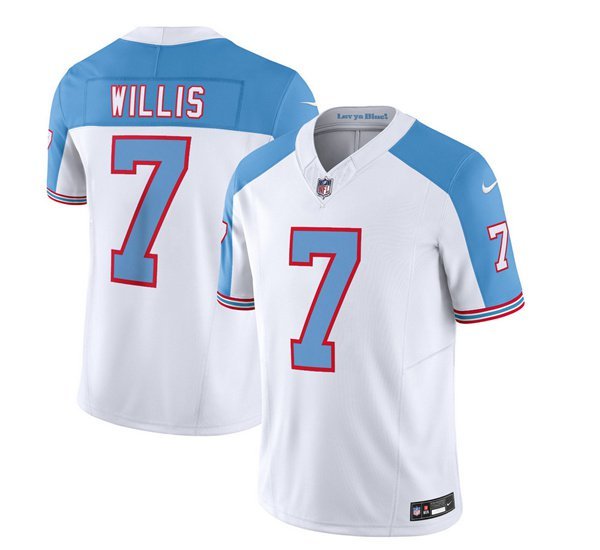 Men's Titans Malik Willis 2023 FUSE White Retro Football Jersey