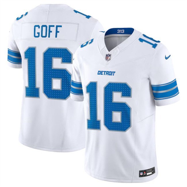 Mens Youth Detroit Lions Jared Goff 2024 Vapor F.U.S.E. Limited Jersey White