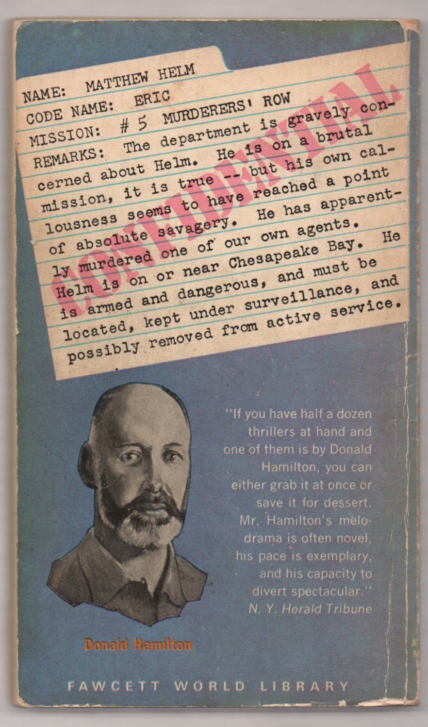 Matt Helm Murderer's Row by Donald Hamilton Paperback Original 1962