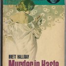 Murder in Haste by Brett Halliday GGA cover Mike Shayne Mystery