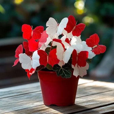 50pcs Rare Moonlight Butterfly Begonia Color-Red and white