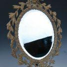 Antique Gilt Broze Lion Head & Leaves Beveled Glass Wall Mirror 19th C Victorian
