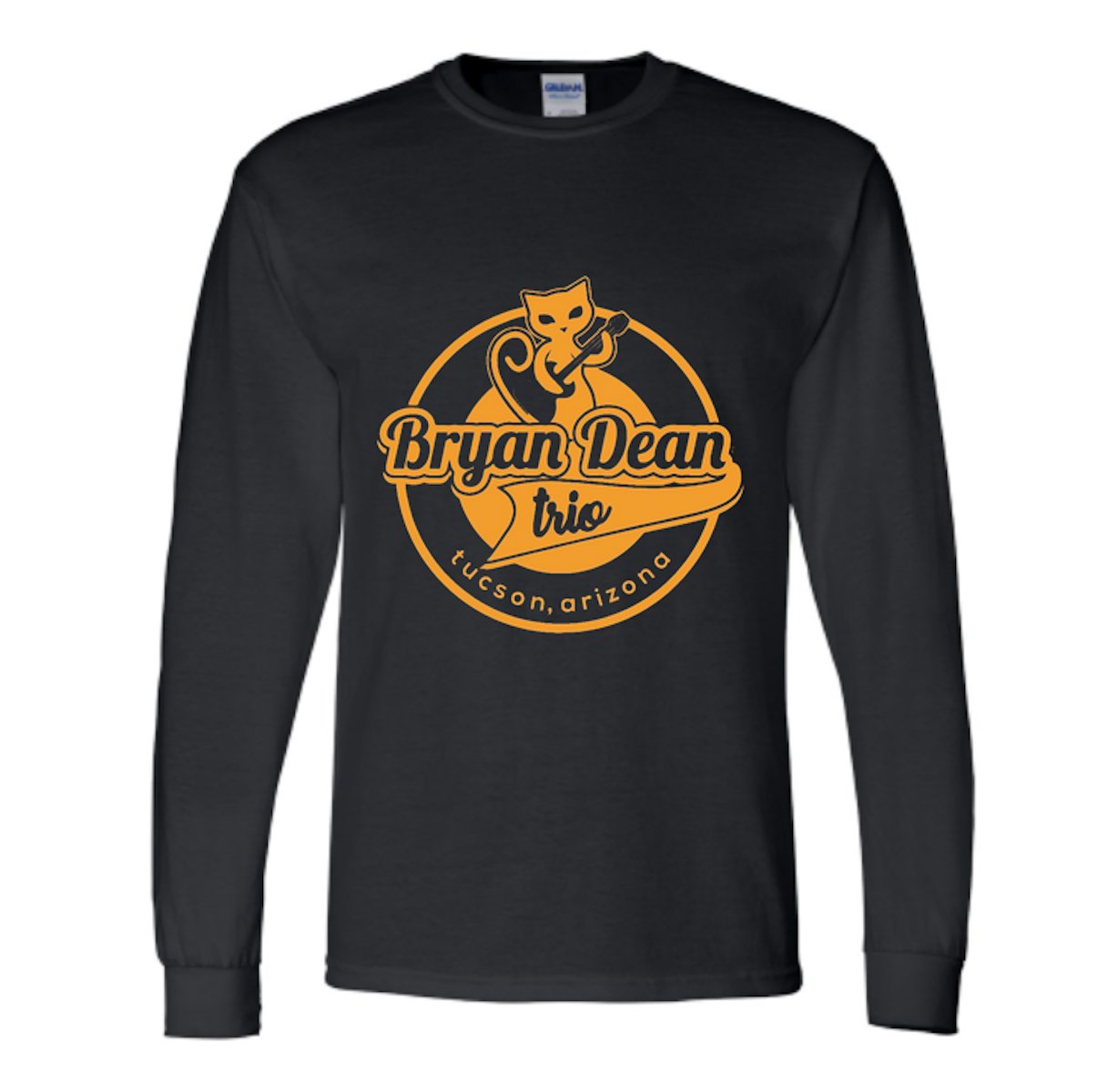 Unisex Black Long Sleeve Tee, Orange Logo M, L, XL