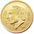 1906 Mexico 10 Peso Gold Plated Copy Coin