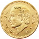 1907 Mexico 10 Peso Gold Plated Copy Coin