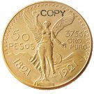 1921 Mexico 50 Peso Gold Plated Copy Coin