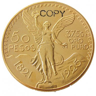 1925 Mexico 50 Peso Gold Plated Copy Coin