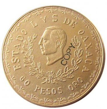 1961 Mexico 60 Peoso Gold Plated Copy Coin