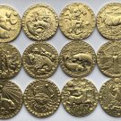 12Pcs Zodiac Signs Gold Copy Coins
