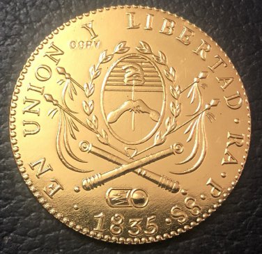 1835 La Rioja 8 Escudos Provincias del rio de la plata Gold Copy Coin 35mm