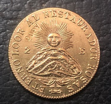 1843 La Rioja 2 Escudos Gold Copy Coin