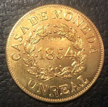 1854 Buenos Aires 1 Real Copper Copy Coin 27mm