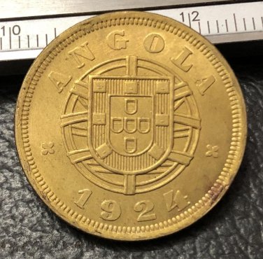 1924 Angola 5 Centavos Brass Coin Copy