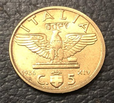 1936 Italy 5 Centesimi - Vittorio Emanuele III