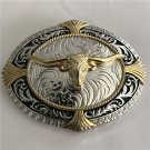 Fashion Men's Lace Gold Bull Head Cowboy Belt Buckle For 4cm Wide Belt
