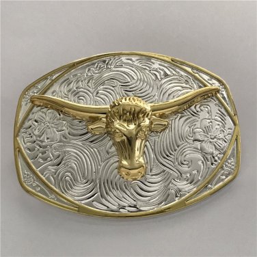 Fashion Silver Golden Bull Head Cowboy Belt Buckle For Western Men Cowgirl Women