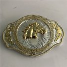 Golden Flower Horse Head Cowboy Belt Buckle For Western Men Cowgirl Women