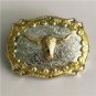 Lace Floral Gold Bull Head Western Cowboy Belt Buckle For Cool Men