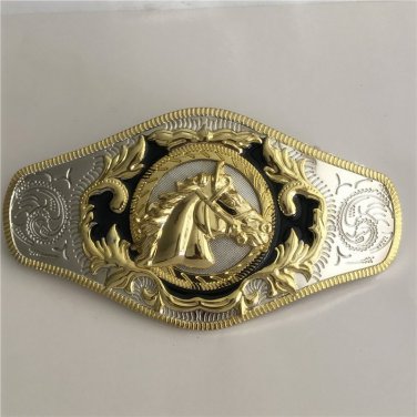 Luxury Gold Horse Head Big Size Belt Buckle For Cowboy Men