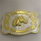 Luxury Gold Horse Head Western Cowboy Belt Buckle Fit 4cm Wide Belt Accessories