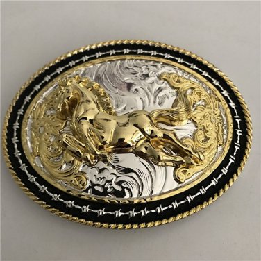 Luxury Gold Running Horse Cowboy Belt Buckle Hebillas Para Cinturones Hombre