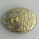 Luxury Golden Horse Flower Pattern Western Cowboy Belt Buckle For Cool Men