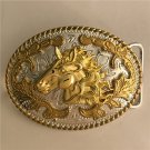 Luxury Golden Horse Head Western Cowboy Belt Buckle For Cool Men Cowgirl Women