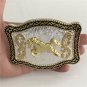Luxury Golden Running Horse Belt Buckle For Western Cowboy Men