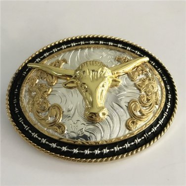 Luxury Lace Gold Bull Head Western Cowboy Belt Buckle For Cool Men