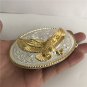 Silver Flower Gold Eagle Western Cowboy Belt Buckle For Cool Men