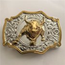 Silver Golden Bull Animal Western Cowboy Belt Buckle For Cool Men Cowgirl Women