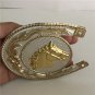 Western Gold Horseshoe Horse Head Cowboy Belt Buckle For Men