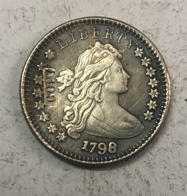 1798 United States 1 Dime Draped Bust Dime Heraldic Eagle Copy Coin