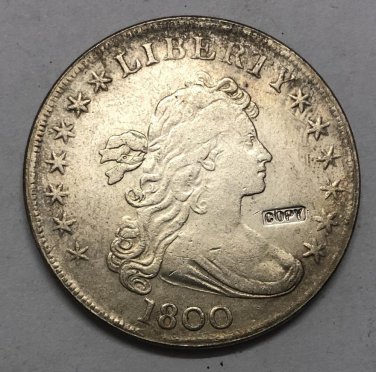 1800 United States Draped Bust One Dollar Silver Plated Exact Copy Coin