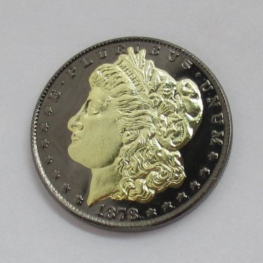 1878-CC United States Black Ruthenium Morgan Dollar 2 Sided Gold Plated Copy Coin