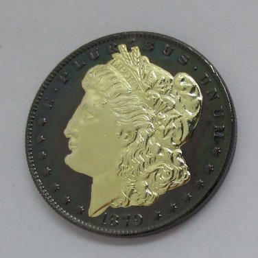 1879-CC United States Black Ruthenium Morgan Dollar 2 Sided Gold Plated Copy Coin