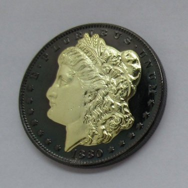 1880-CC United States Black Ruthenium Morgan Dollar 2 Sided Gold Plated Copy Coin