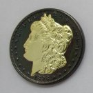 1898-S United States Black Ruthenium Morgan Dollar 2 Sided Gold Plated Copy Coin
