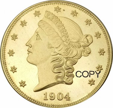 United Stated 1904 Liberty Head Twenty Dollars Brass Gold Copy Coin