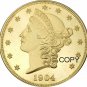 United Stated 1904 Liberty Head Twenty Dollars Brass Gold Copy Coin