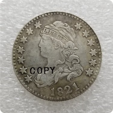 US 1821 Capped Bust Liberty Cap Quarters With Motto 25 Cents Copy Coin  For Collection