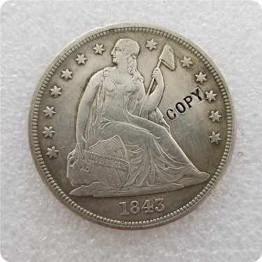 US 1843 Seated Liberty One Dollar Copy Coin  For Collection