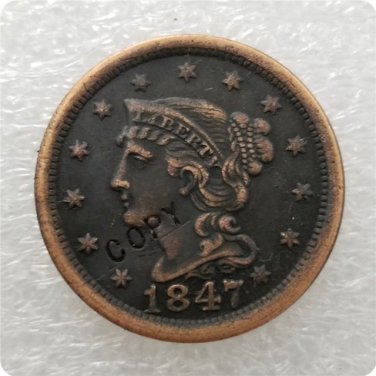 US 1847 Braided Hair Large Cent Copy Coin  For Collection
