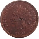 US 1861 Indian Head One Cent Copper Copy Coins
