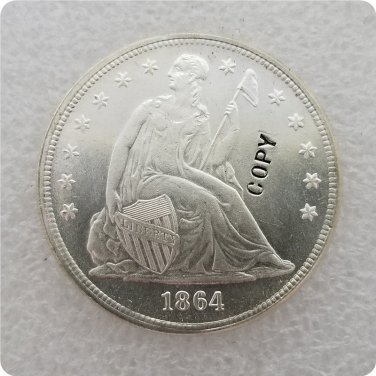 US 1864 Seated Liberty UNC Silver One Dollar Copy Coin  For Collection