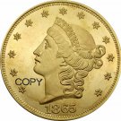 US 1865 Liberty Head Twenty Dollars Brass Copy Coins